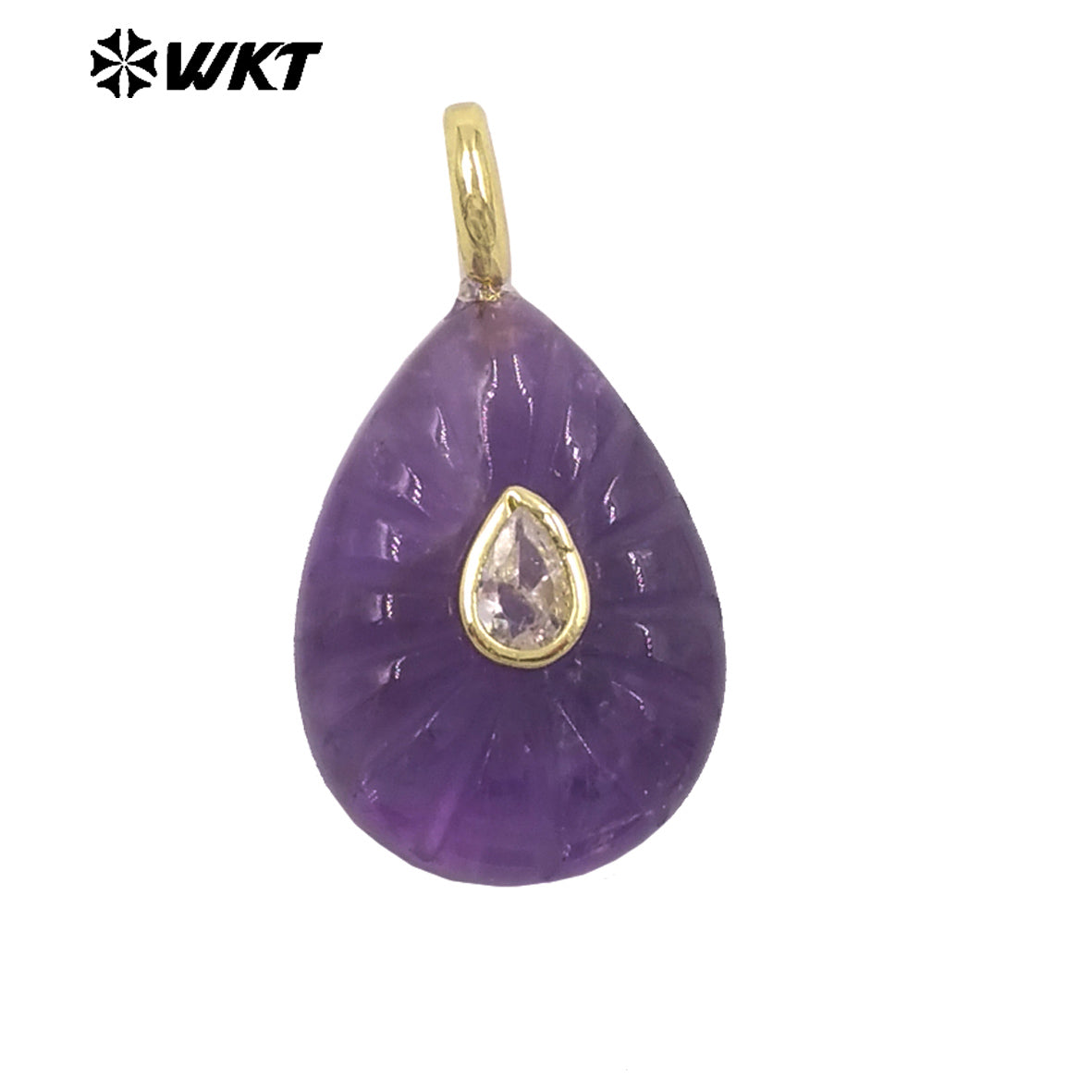 WT-P2142 Simple Fashionable Style Natural Gemstones Setting In Zircon Waterdrop Shape Pendant As Female Necklace Findings
