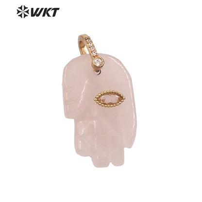 WT-P2040 New Fashion Cute Natural Stone And Zircon Hand Shape Little Pendants As Lady Earrings DIY Jewelry Accessories