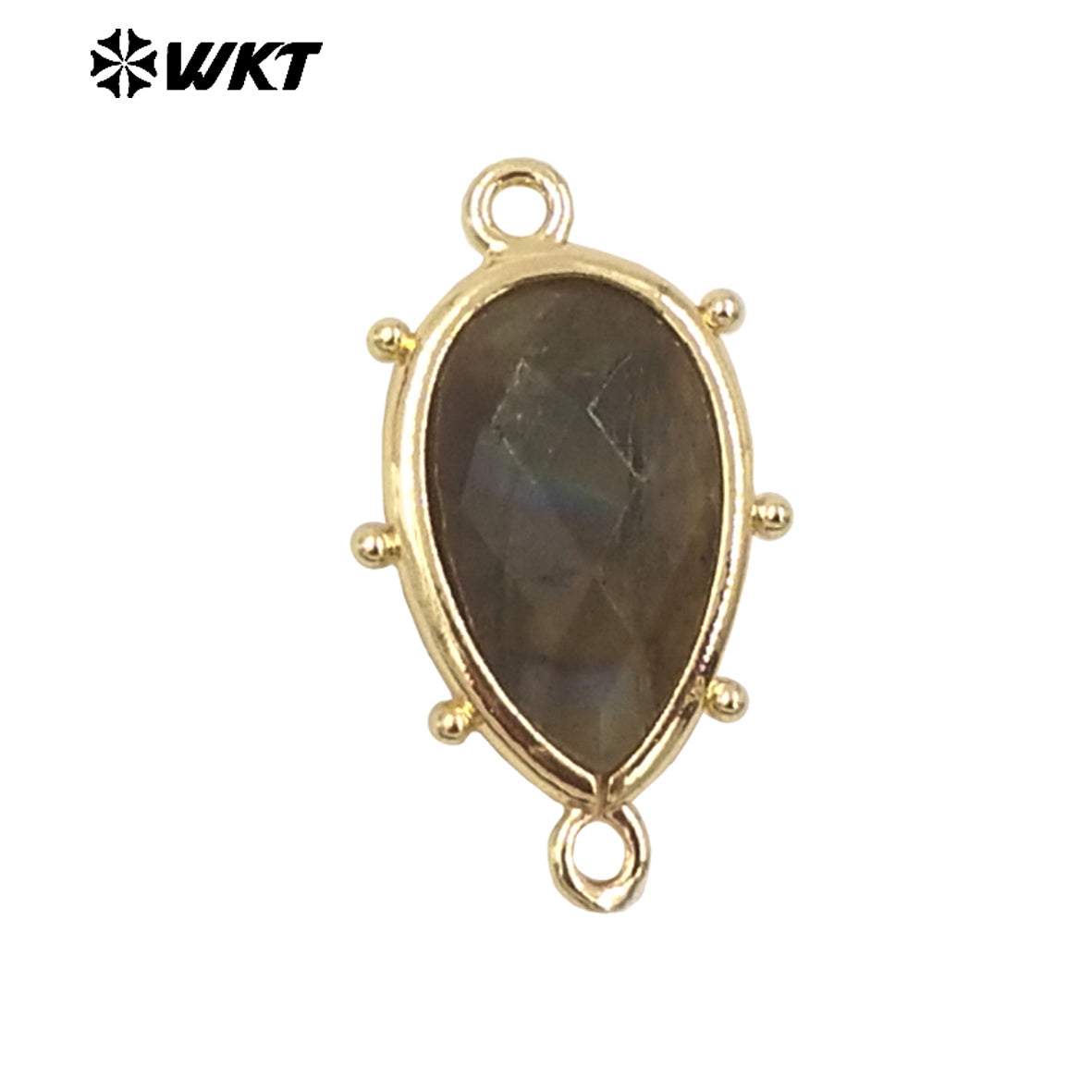 WT-C329 WKT Spring Series Candy Color Lovely Small Teardrop Natural Sun Stone Bracelet Connectors for DIY Jewelry Making