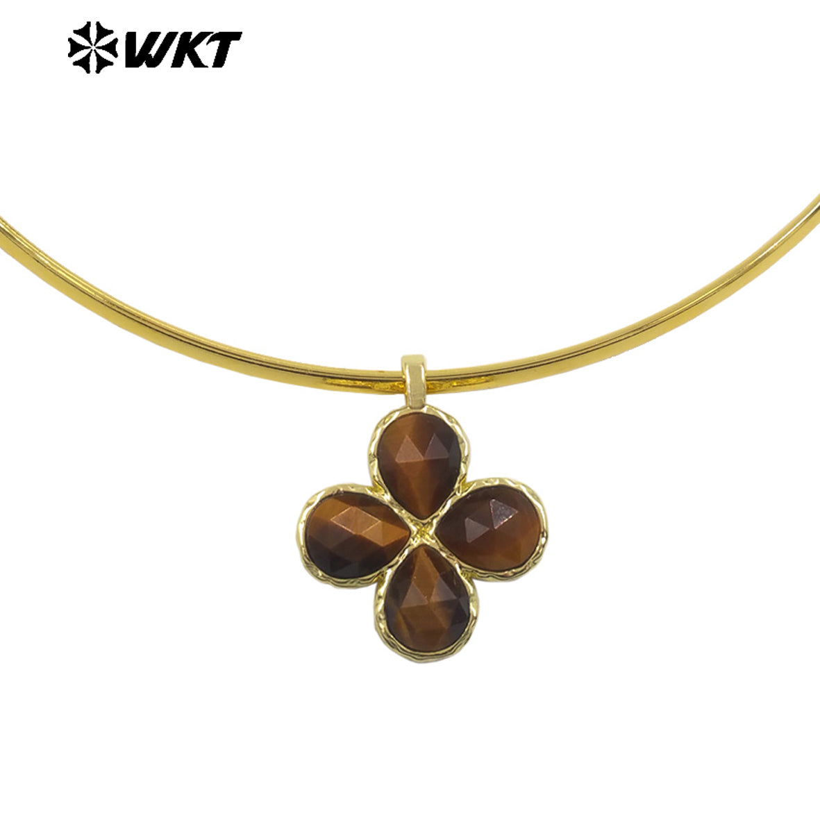 WT-N1527 Exquisite Lovely Gold Plated Vicious Natural Gemstones Little Flower Shape Necklace Choker For Lady Party Wearing