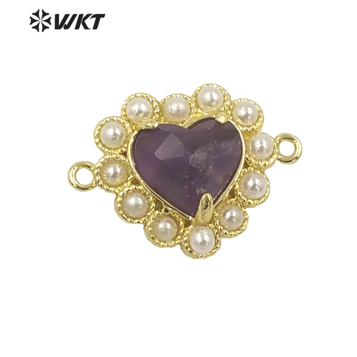 WT-PC006 Charming Small Size Natural Gemstone Made Heart Connectors for Bracelet Making for Women Birthday Gift Pendants