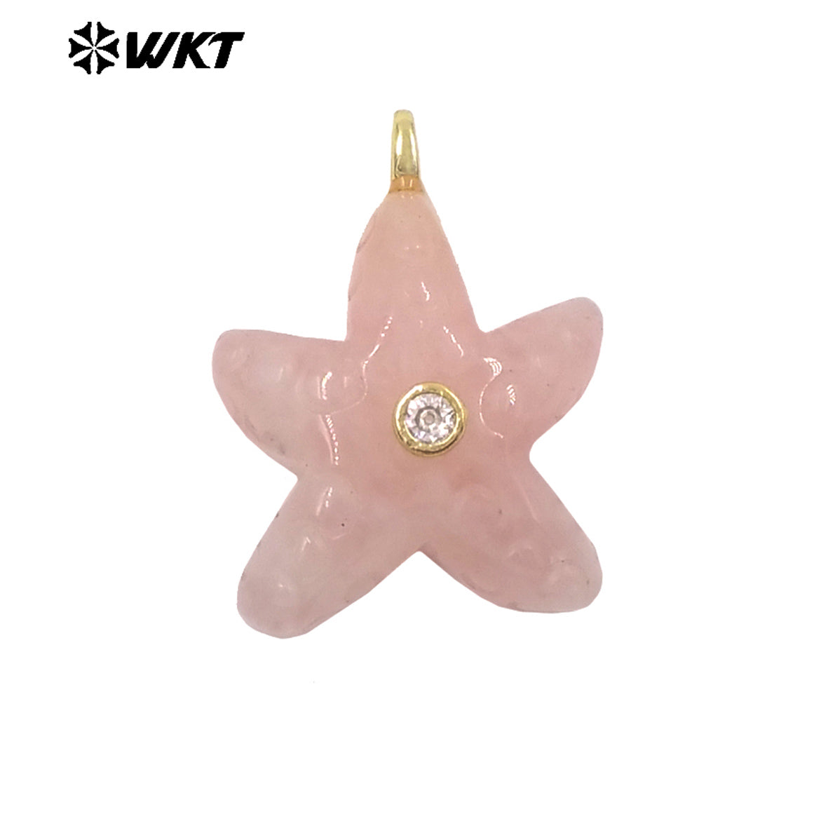 WT-P2108 Lovely Sweet Style Zircon And Natural Gemstones Starfish Shape Small Pendants For Girl Friends Necklace Jewelry DIY