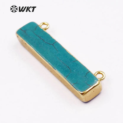 WT-P829 Amazing Hot Long Rectangle Turquoise bar Pendant with 24k Gold Plated