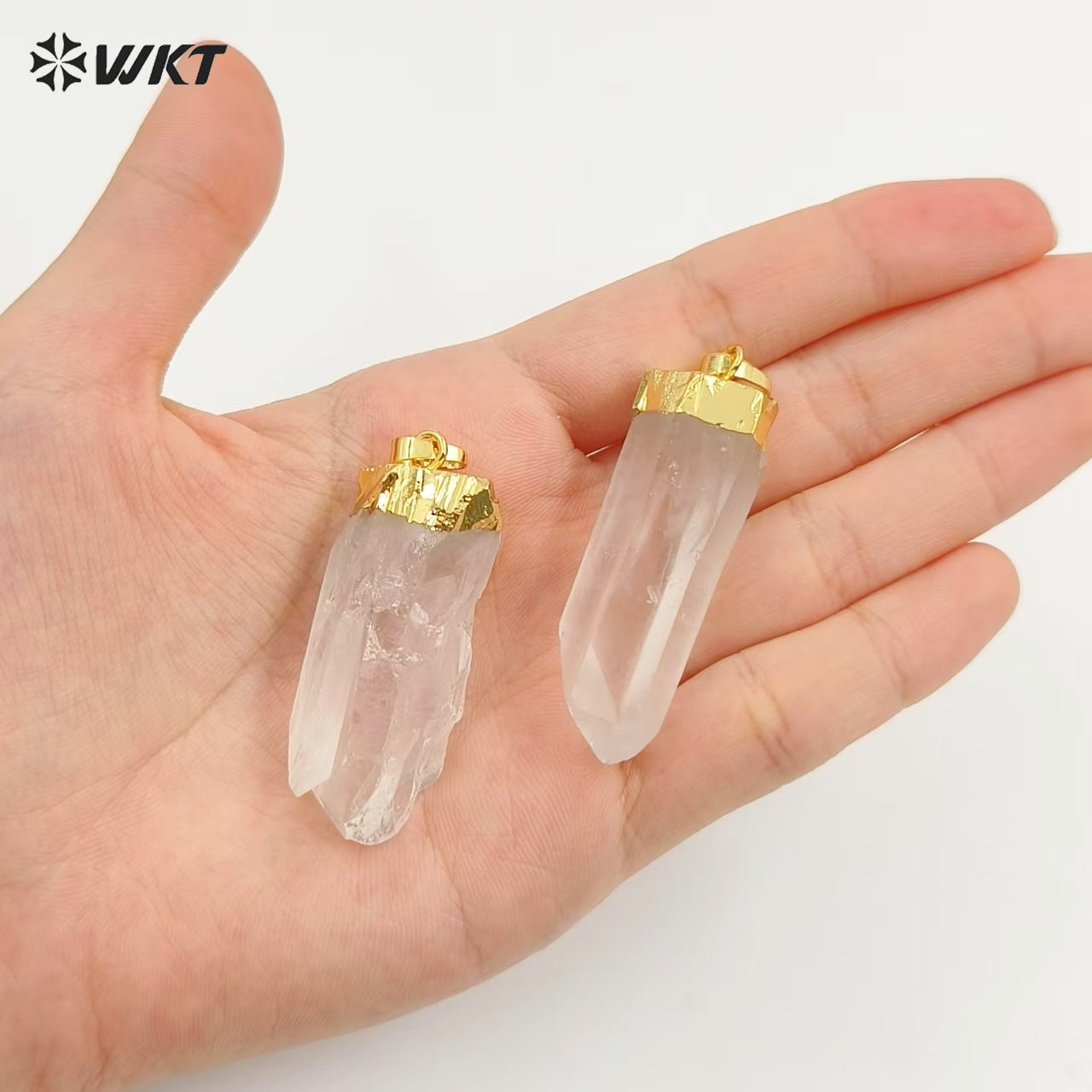 WT-P968 Exclusive Crystal Point Pendant Wholesale,Natural Crystal Point Pendant Crystal Stone with Gold Electroplated