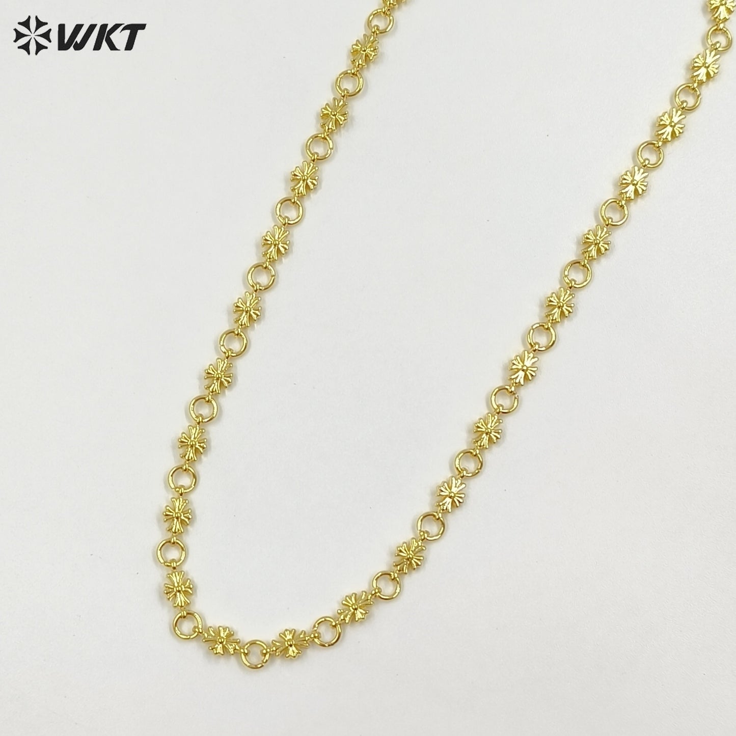 WT-BC264 Exquisite 18K Gold Plated Round And Cross Shape Yellow Brass Chains For Women Metal Necklace Bracelets Making