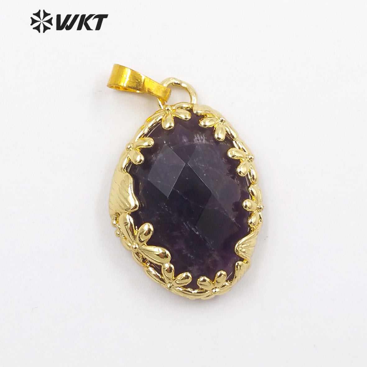 WT-P1925 Fashion Design Trendy New Precious Colorful Gemstone Oval Shaped Amazonite Amethyst Gemstone Pendants