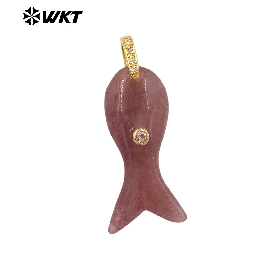WT-P2138 New Design Zircon And Natural Gemstones Little Fish Charms Pendants For Lovely Style Jewelry Making Decoration