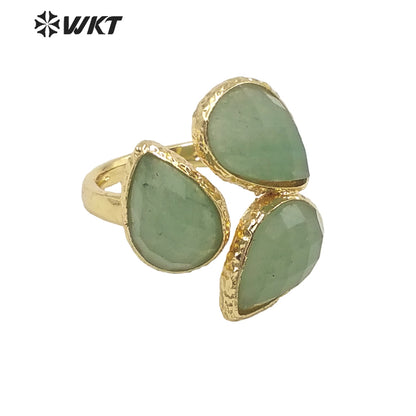 WT-R492 WKT Fashion Design Drop Shaped Gift for Women Colorful High Quality Gorgeous Natural Gemstone Stone Ring
