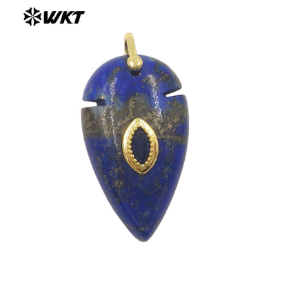 WT-P2144 New Product Colorful Zircon And Natural Gemstones Pointed Waterdrop Shape Gold Pendants For Unique Jewelry Making
