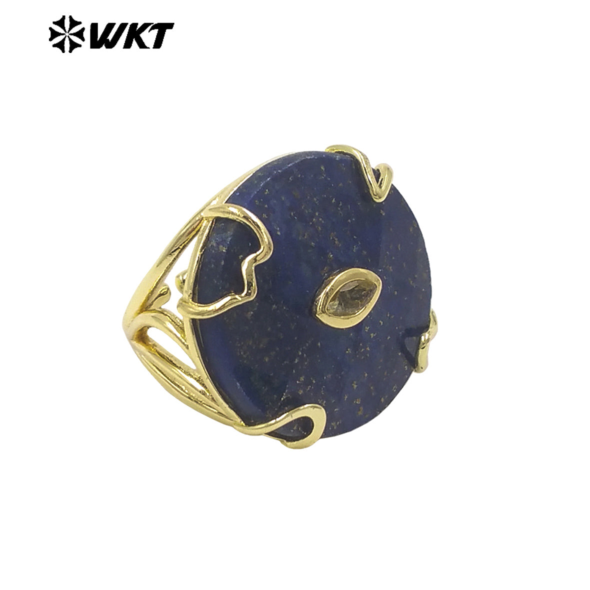 WT-R612 New Product 18K Gold Electroplated Zircon And Natural Gemstones Round Rings As Female Daily Matching Accessory