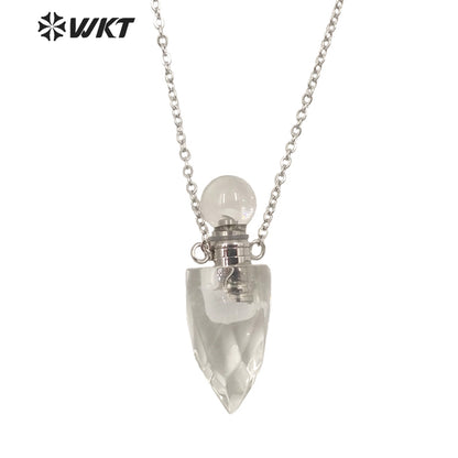 WT-N1370 Attractive Necklace Perfume Bottle Pendant Colorful Stone Pendant Necklace Women Jewelry Natural Stone Necklace