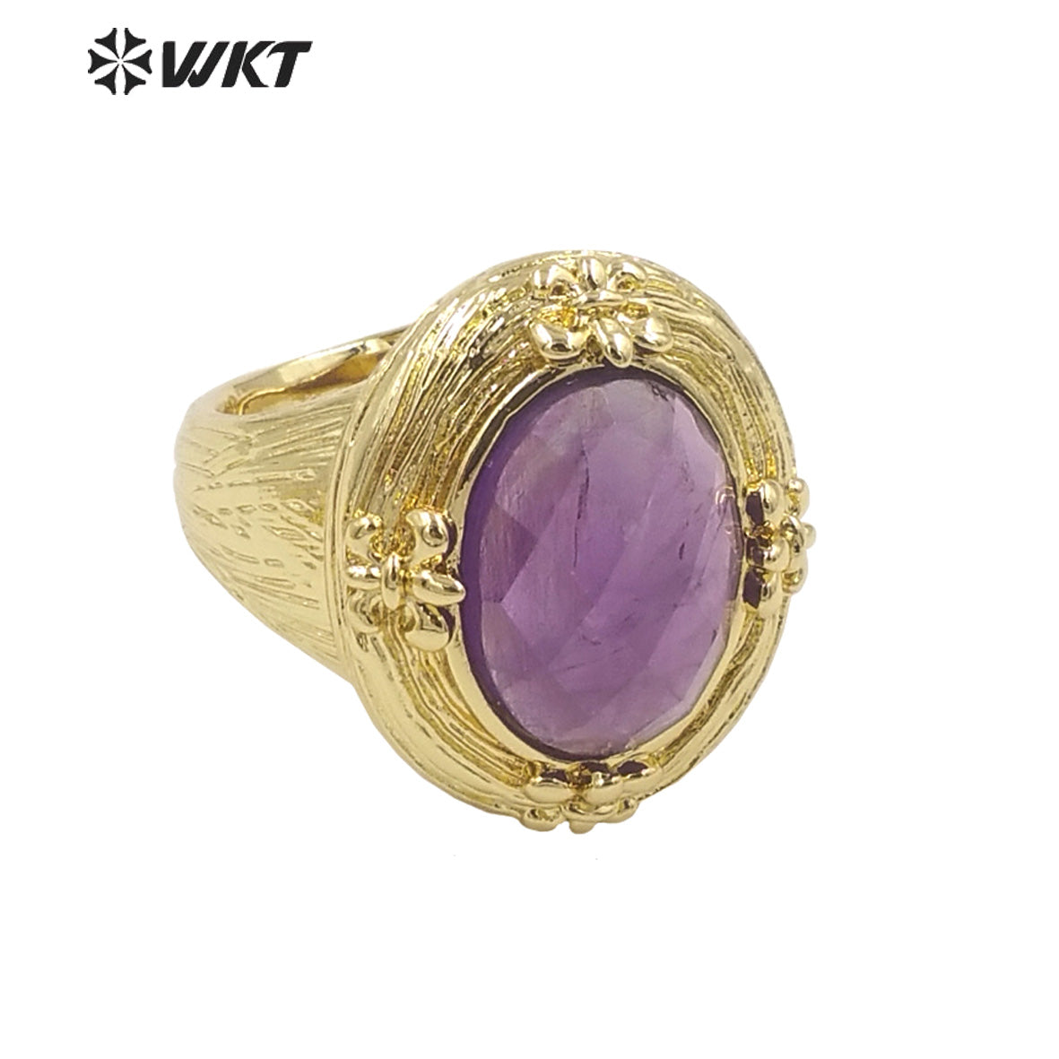 WT-R486 WKT Fashion Design Trendy Gift for Women Round Shaped Colorful High Quality Gorgeous Natural Gemstone Ring