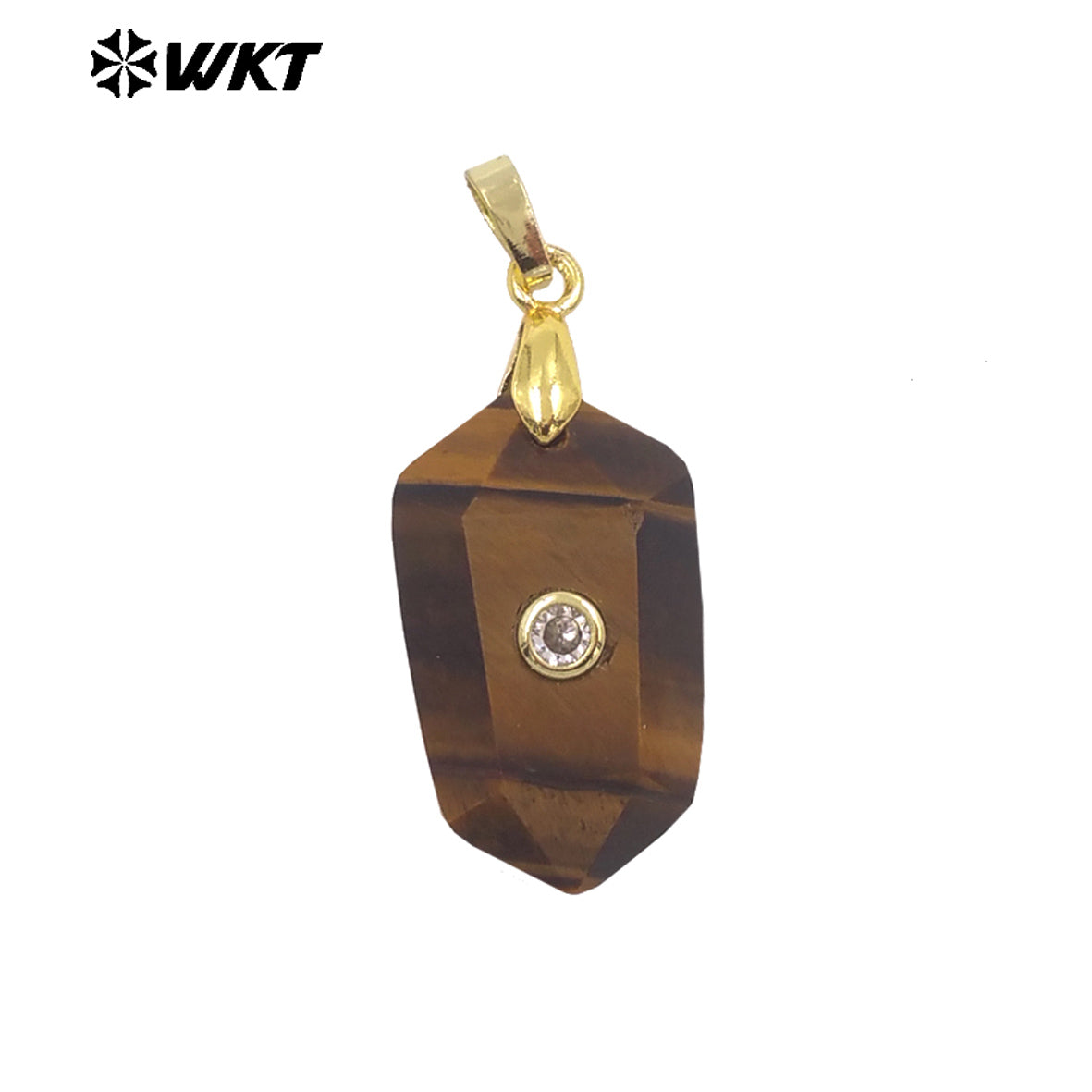 WT-P2017 Delicate Geometric Shape Multi Colors Natural Gemstones Set In Zircon Small Pendants For Trendy Jewelry Handmade