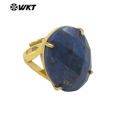 WT-R604 Good Quality Gold Electroplated Faceted Multiple Natural Gemstones Rings For Friends Fashionable Jewelry Present