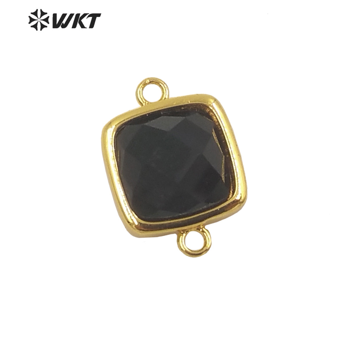 WT-C305 Wholesale Fashion Gold Bezel Double Loops Small square Stone Connectors for Jewelry DIY Design Findings