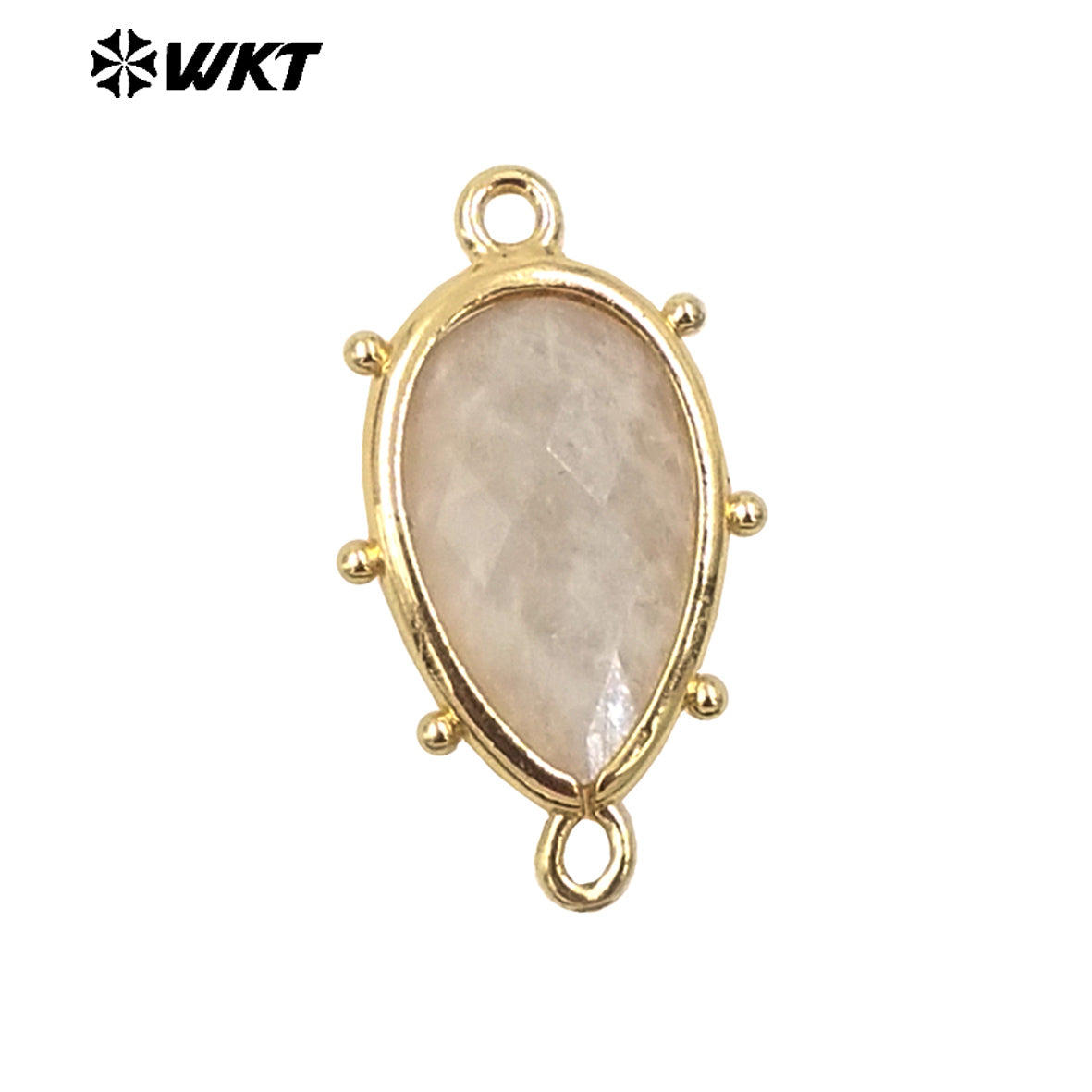 WT-C329 WKT Spring Series Candy Color Lovely Small Teardrop Natural Sun Stone Bracelet Connectors for DIY Jewelry Making