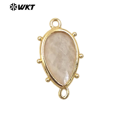 WT-C329 WKT Spring Series Candy Color Lovely Small Teardrop Natural Sun Stone Bracelet Connectors for DIY Jewelry Making