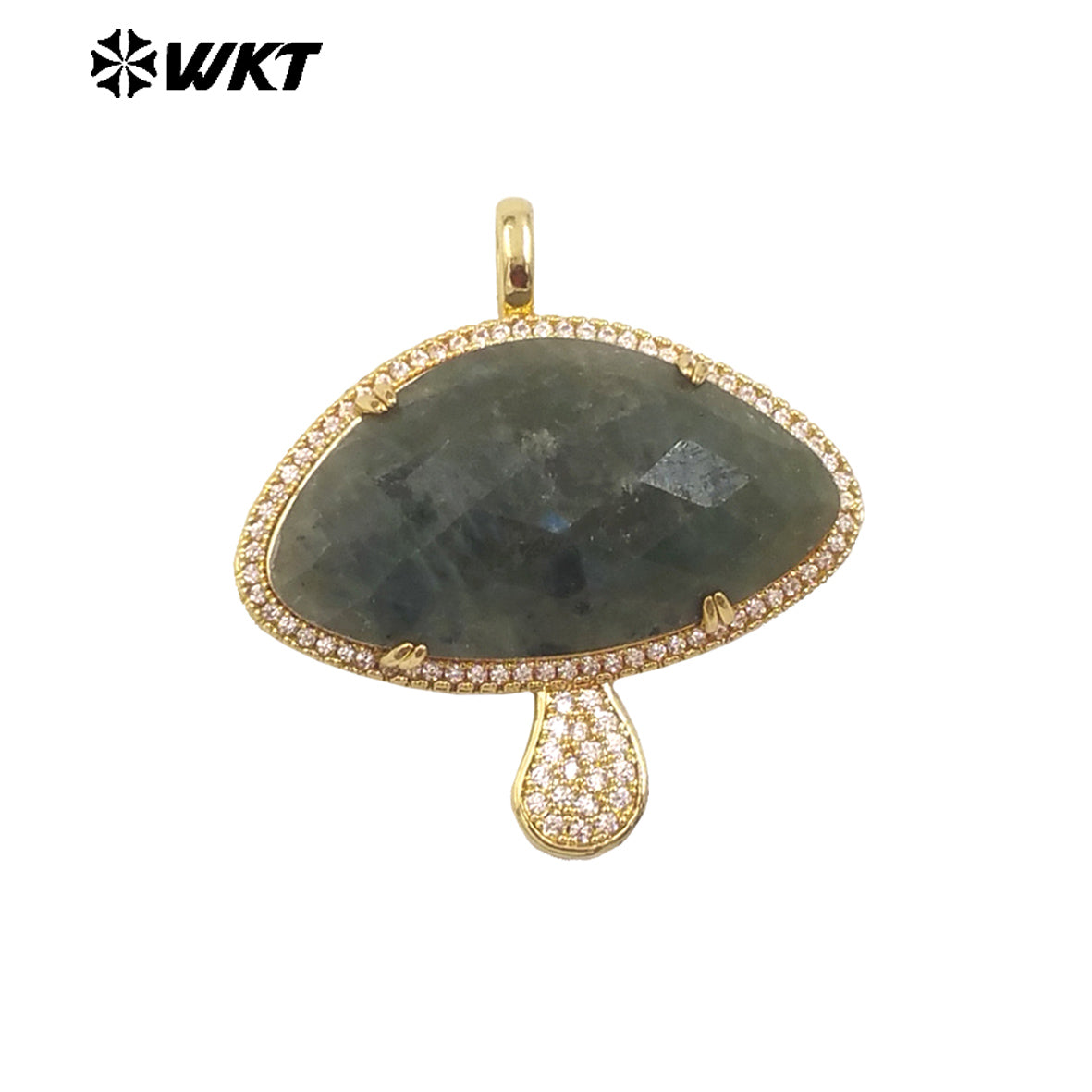 WT-MP297 Lovely 18K Real Gold Plated Natural Gemstone Setting America Popular Mushroom Jewelry Pendants Colors Available