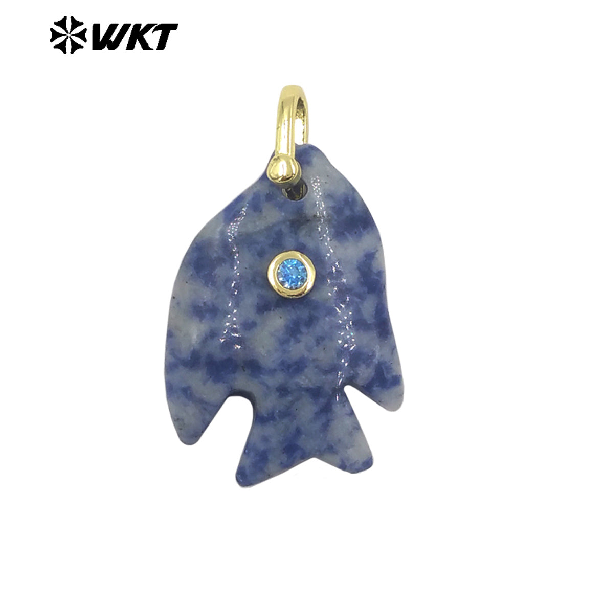 WT-P2106 Interesting Lovely Various Natural Gemstone And Zircon Fish Shape Charms Pendants For Women Fashion Jewelry Making