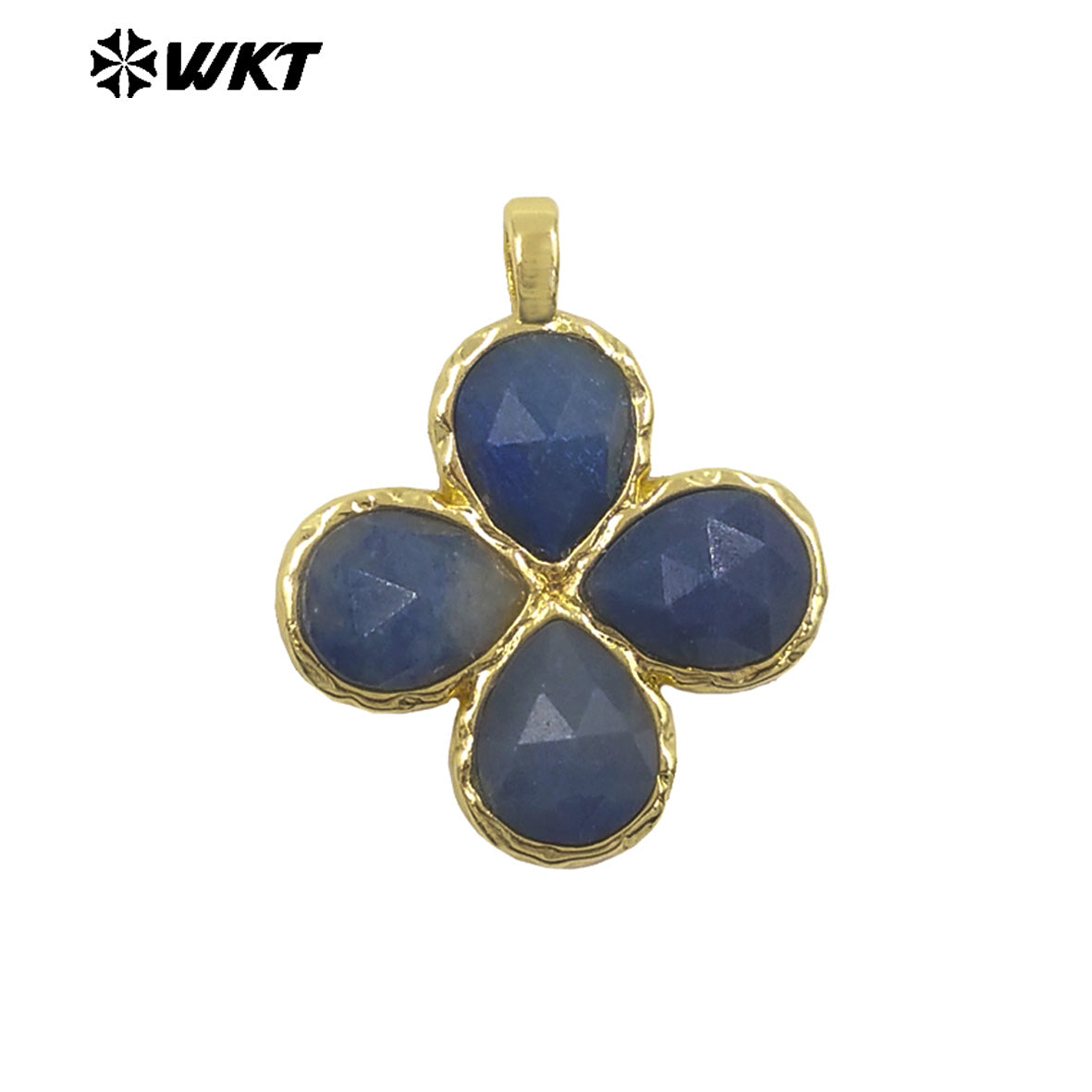 WT-P2090 Gorgeous 18K Gold Plated Multi Colors Natural Gemstone Little Flower Shape Charms Pendant As Lady Earring Accessory