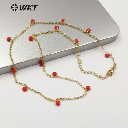 WT-N1203 Women Fashion 4mm Crystal Beads Necklace Hot Sale Jewelry New Arrival Crystal Beads Chain