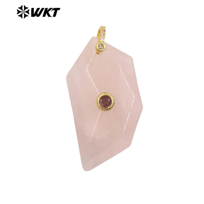 WT-P2145 Factory Wholesale Natural Gemstones Setting In Zircon Geometric Shape Gold Pendants For Women Earrings Handmade