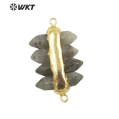 WT-C325 Amazing 4 Crystal Quartz Point With Double Loops Energey Gemstone Connectors Women Jewelry for Bracelet Make