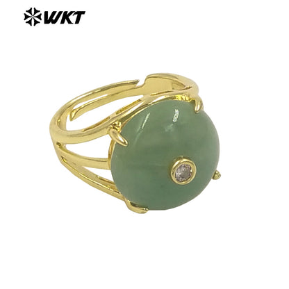 WT-R603 Newest Lovely Style Gold Plated Natural Gemstones And Zircon Round Women Rings For Party Wearing Decorative Jewelry