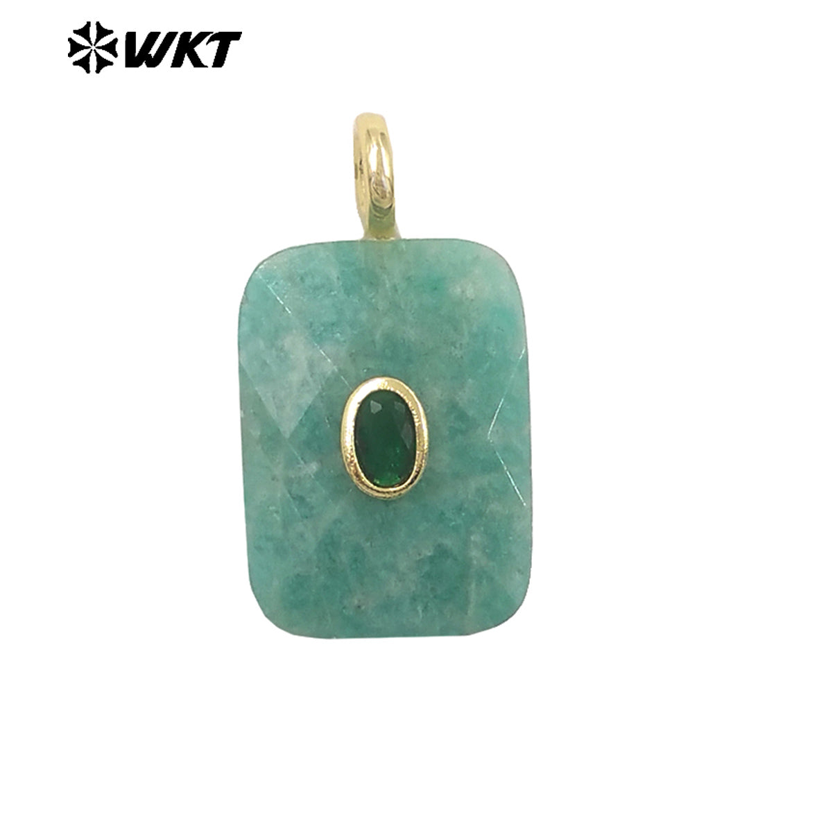 WT-P2107 High Quality Colorful Zircon And Natural Gemstone Faceted Rectangle Pendants As Women Simple Jewelry Accessories