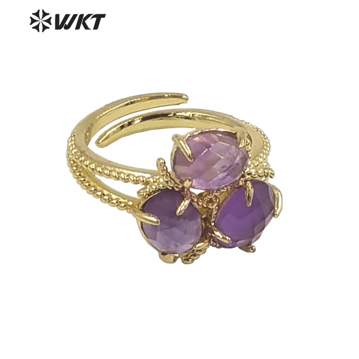 WT-R484 WKT Fashion Design Trendy Gift for Women Colorful Flower Shaped High Quality Gorgeous Natural Gemstone Stone Ring