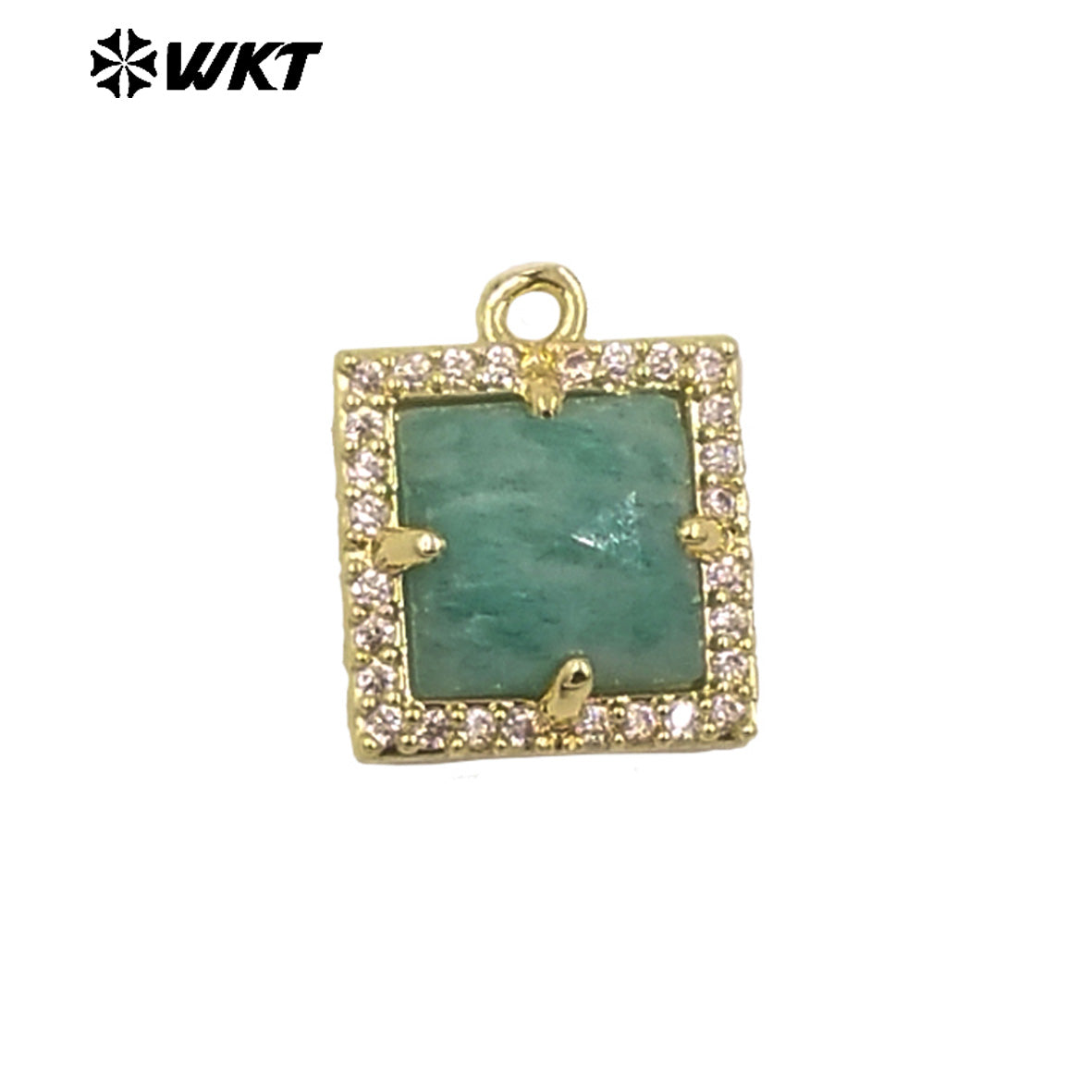 WT-P1994 Wholesale Jewelry Colorful Square Shape Gemstone Tiny Pendant With Zircon Paved Earring Fine Accessory Making