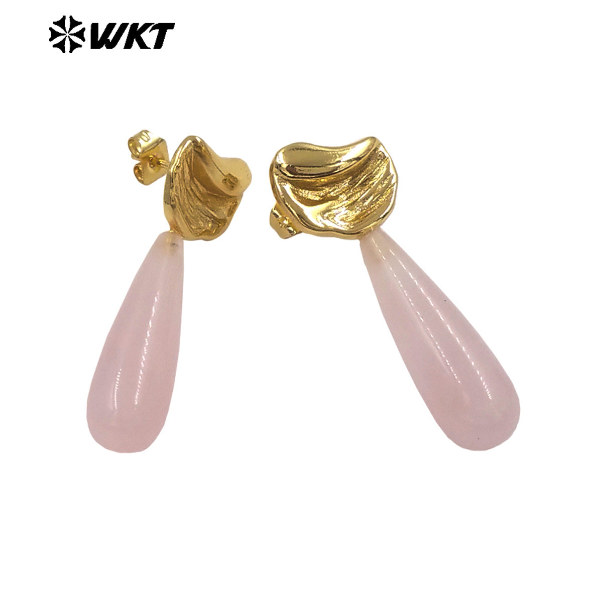 WT-E802 Delicate Design 18K Gold Plated Amazonite Natural Gemstones Waterdrop Shape Earrings As Lady Elegant Jewelry Gifts
