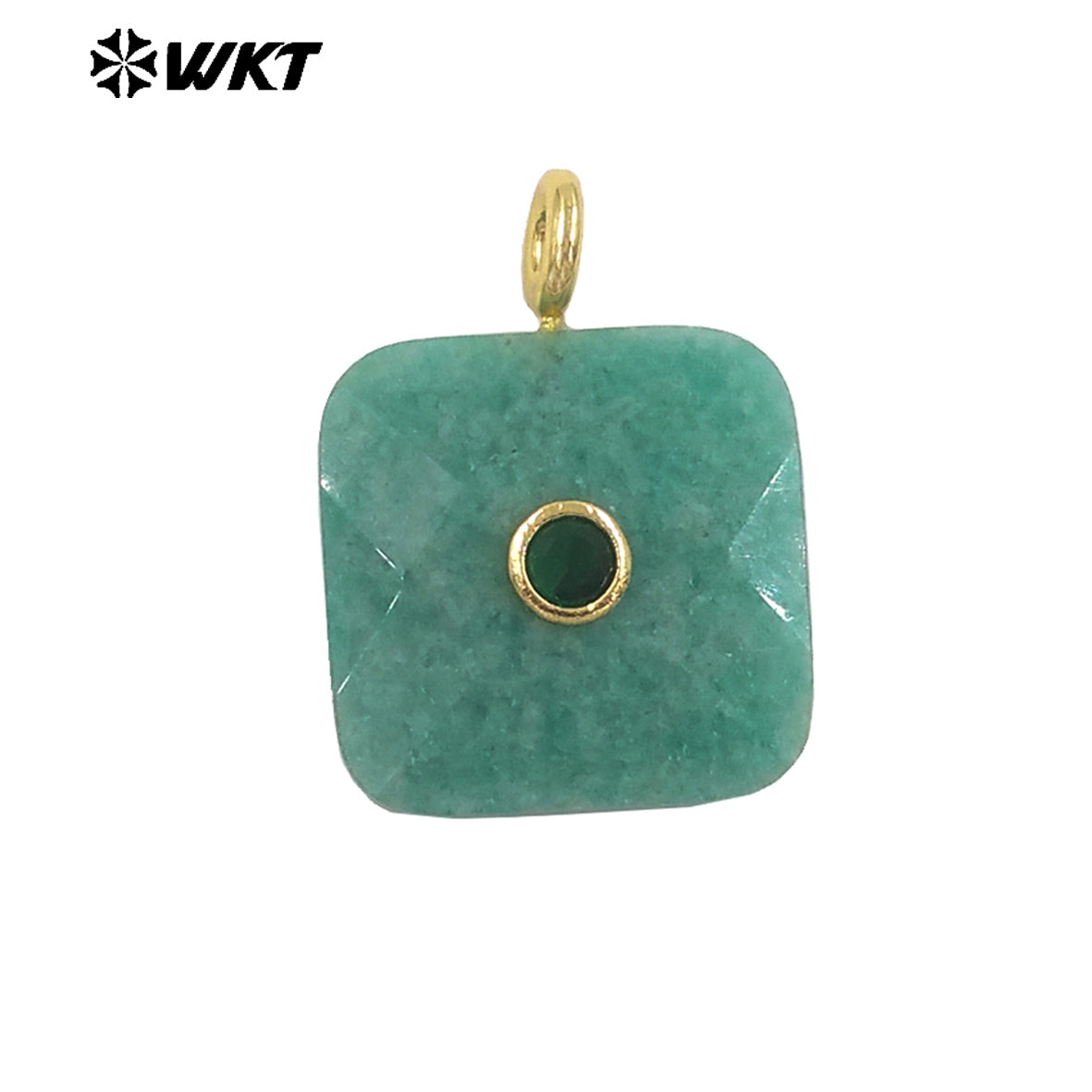 WT-P2089 Factory Wholesale Colorful Zircon And Natural Gemstone Square Gold Pendant For Handmade Jewelry Design Findings