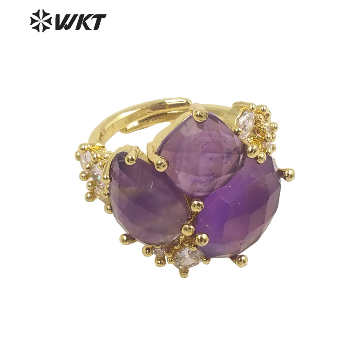 WT-R450 WKT Newest Natural Precious Triple Stone Geometric Shape Women Ring Ins Hot Gold Plated Lapis Jewelry Ring