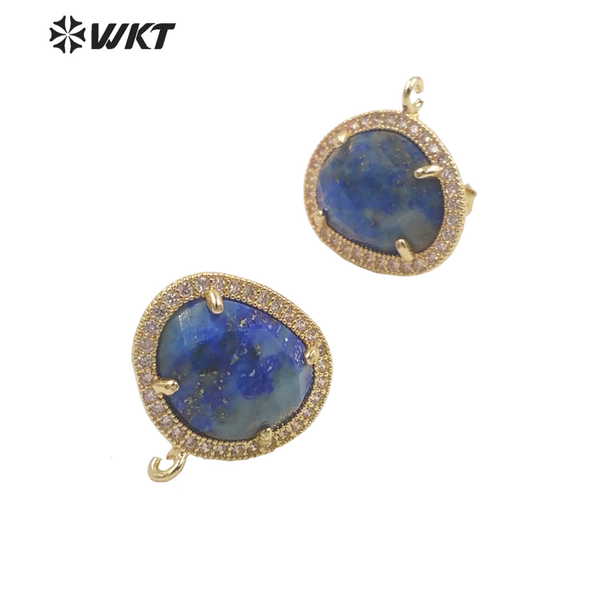 JFE80 Wholesale Fashion Gold Bezel 18k Electroplated Natural Stone Earring Studs Women Beautiful Precious Stone Earring Findings