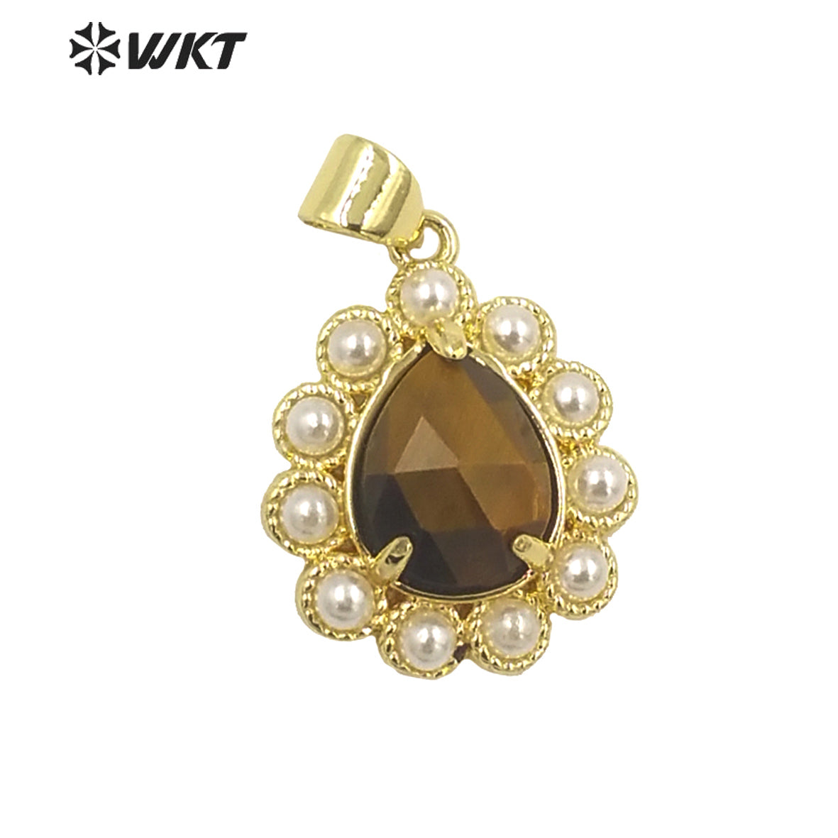 WT-JP359 New Fashion Gold Tiny Drop Charming Gold Plated Natural Gemstone Pendants With Different Stone Setting