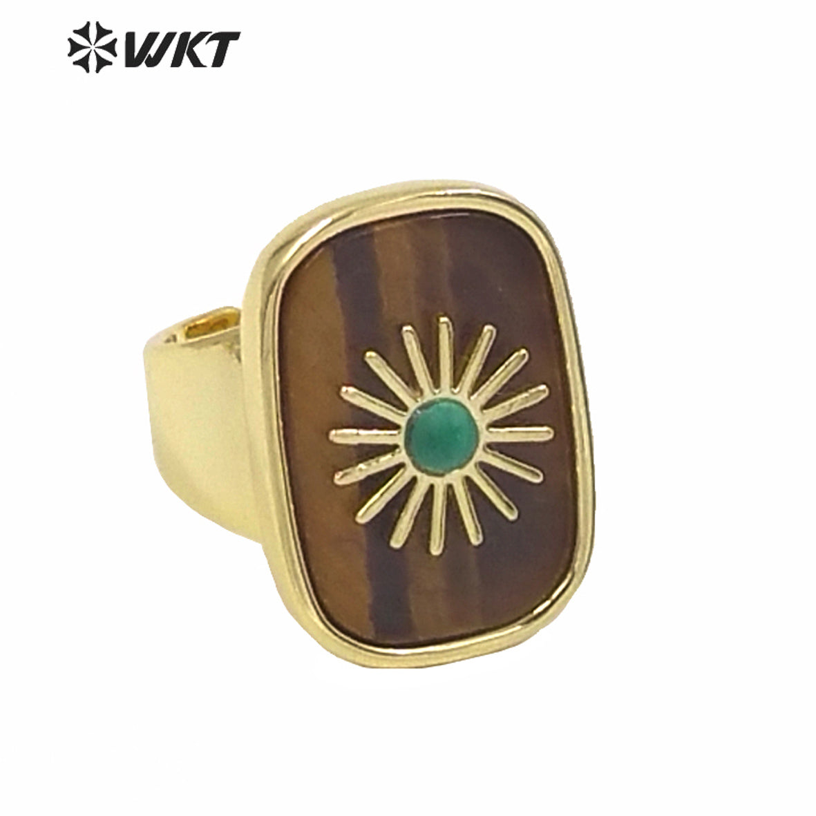 WT-R364 Gorgeous High Quality Square Gold Bezel Stone Setting Cocktail Ring Unique Women Fashion Party Charm Stone Ring
