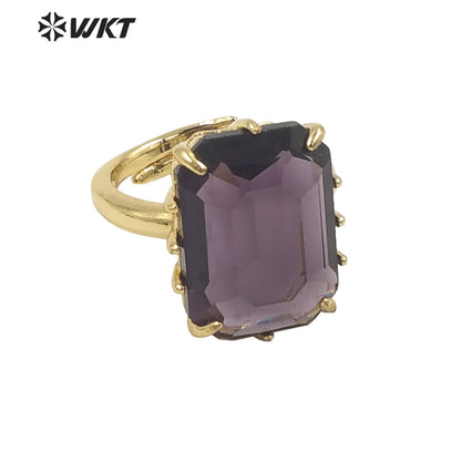 WT-R483 WKT Fashion Design Trendy Gift for Women Colorful High Quality Gorgeous Natural Crystal Stone Ring