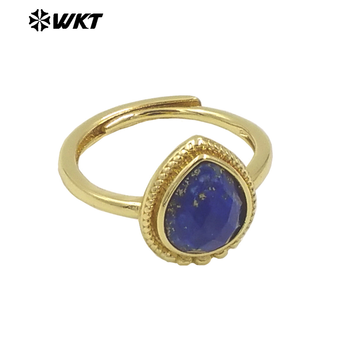 WT-R509 Wholesale Fashion Tiny Pear Shape Natural Gemstone Setting Teardrop Amazonite Birthday Stone Ring