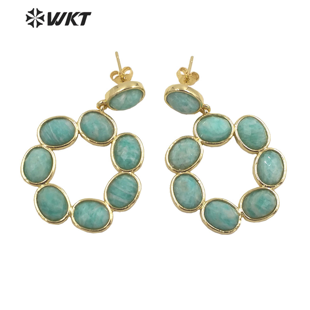 WT-E713 Newest Fashion Gold Natural Eight Stone Made Earrings Gorgeous Birthday Stone Earrings for Friend Gift