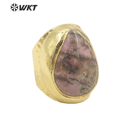 WT-R414 Beautiful Multicolor Waterdrop Gemstone Ring 18k Gold Plated High Quality As Women Gift Rings Natural Gemstone Rings