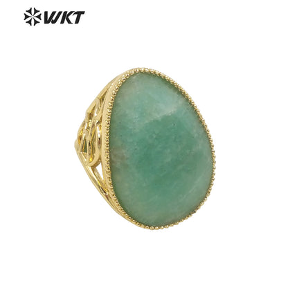 WT-R487 WKT Fashion Design Trendy Gift for Women Oval Shaped Colorful High Quality Gorgeous Natural Gemstone Stone Ring