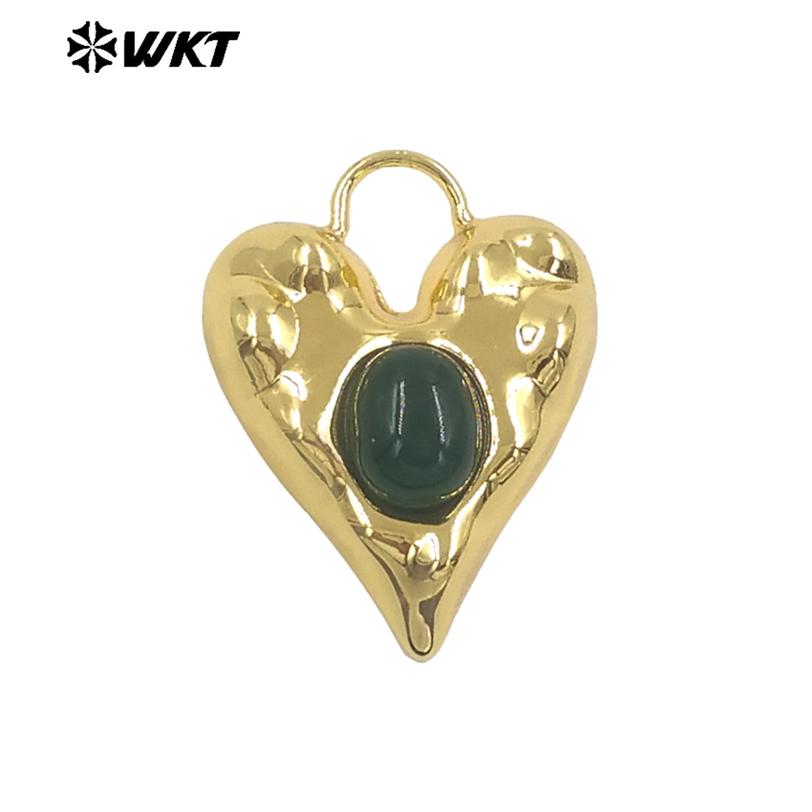 WT-P2132 Exquisite Unique 18K Gold Plated Natural Gemstones Heart Shape Little Charms Pendants For Women Jewelry Decorative