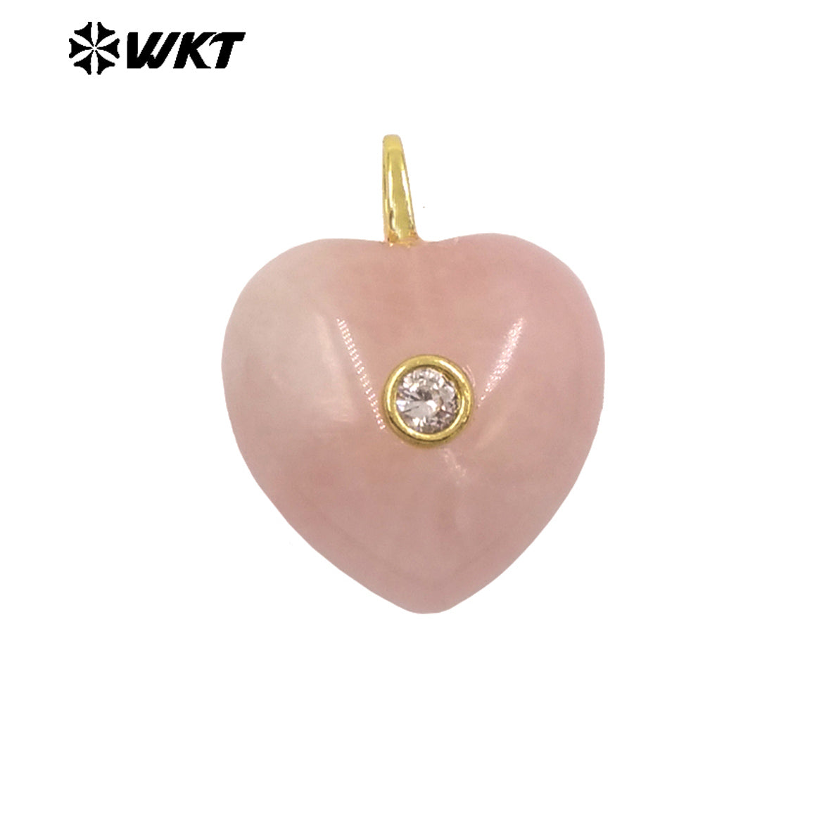 WT-P2111 Delicate Romantic Zircon And Natural Gemstones Smooth Heart Shape Little Pendants For Female Necklaces Making