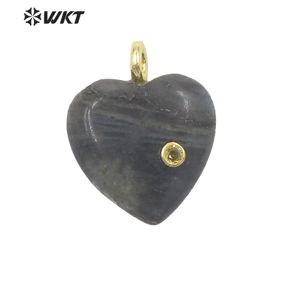 WT-P2028 Factory Wholesale Romantic Style Natural Gemstones And Zircon Heart Shape Pendants For Earrings Design Charms