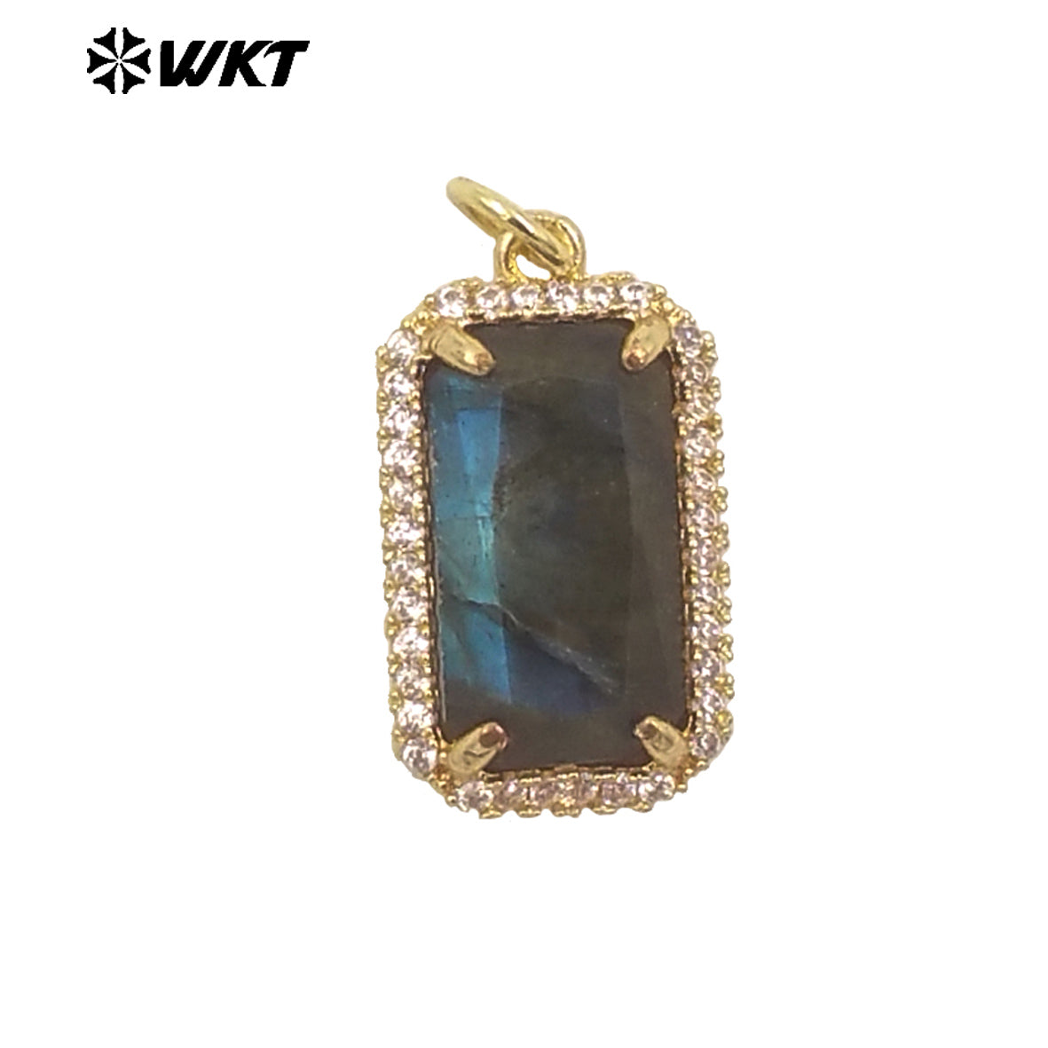 WT-P1973 Wholesale Fashion Gold Plated Cubic Zircon With Prong Setting Long Square Sun Stone Lady Jewelry Pendants