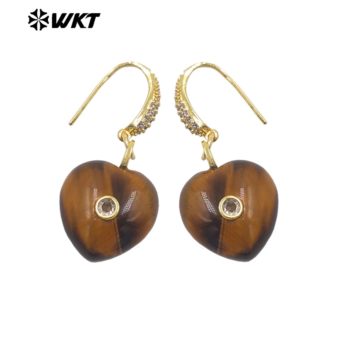 WT-E817 High Quality Zircon And Colorful Natural Gemstone Heart Shape Pendant Earrings As Friends Romantic Jewelry Gifts