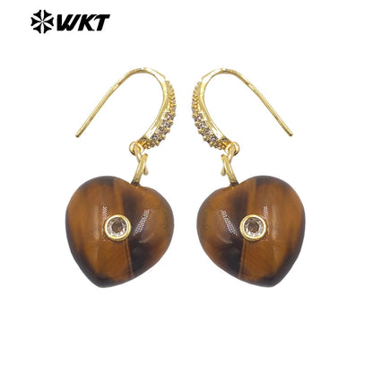 WT-E817 High Quality Zircon And Colorful Natural Gemstone Heart Shape Pendant Earrings As Friends Romantic Jewelry Gifts