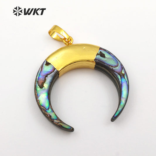 WT-JP040 Circular Shape Pendant Electroplated Gold Color Necklace Pendant Mix Color Pendant for Women