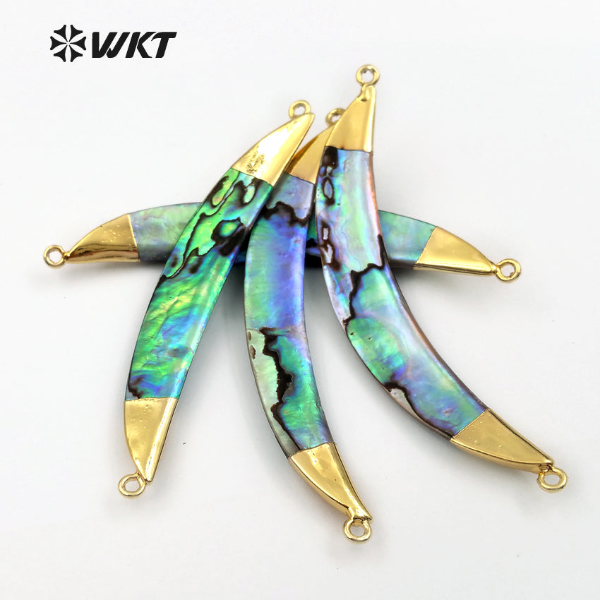 WT-P521 WKT Hot Sales Women Fashion Gold Abalone Double Bail Pendant Elegant Double Loops Natural Abalone Shell Pendant